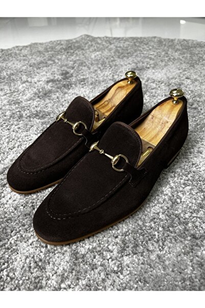 NAZEF Neolit ​​Sole Design Buckle Detailed Suede Leather Loafer Shoes