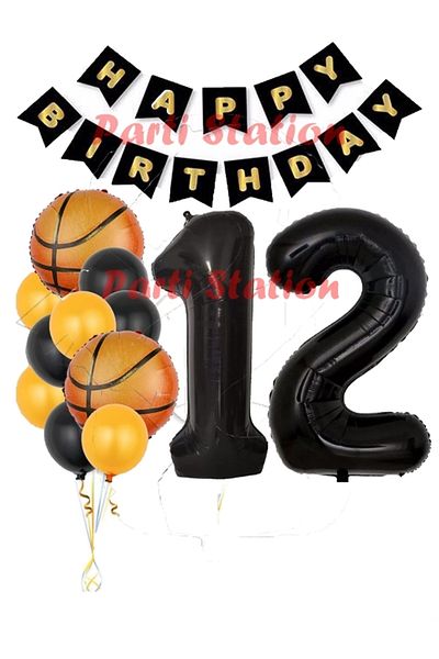 Parti Station Basketball Concept 12 Year Old Balloon Set Basketball Theme Birthday Balloon Set