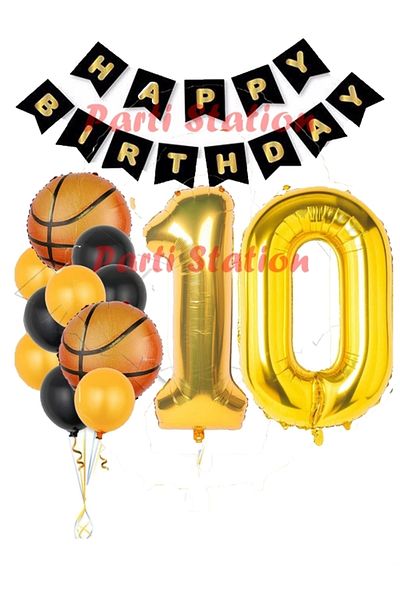 Parti Station Basketball Concept 10 Year Old Balloon Set Basketball Theme Birthday Balloon Set