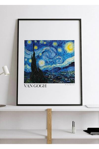 primero Van Gogh - Yıldızlı Gece Poster - The Starry Night (1889) - Çerçeve G...
