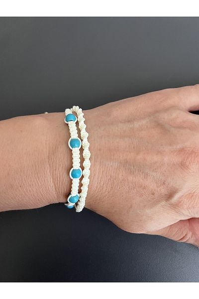 Farah Butik Women's Macrame Weave Turquoise Stone Bracelet Gift Bracelet