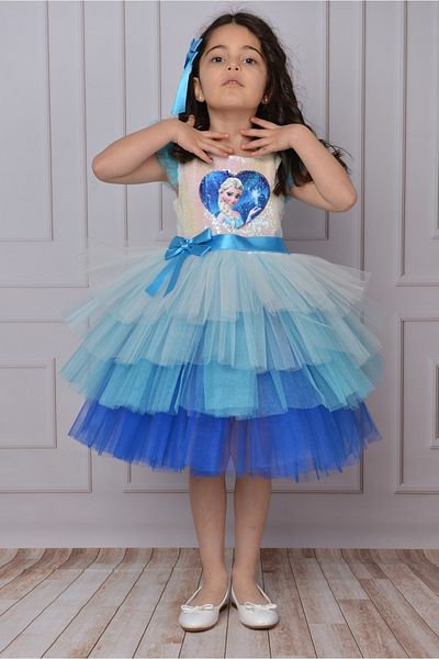Delfini kids Elsa Sequin Birthday Princess Costume And Dress