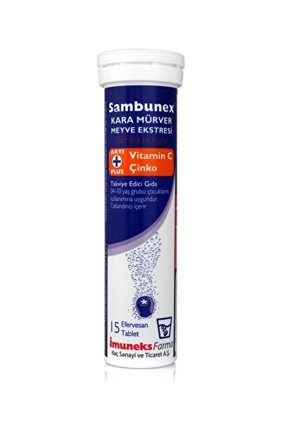 Imuneks İmuneks Sambunex Black Elderberry Vitamin C + Zinc 15 Effervescent Ta...