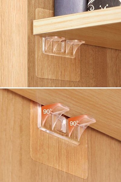 epazzar 8 Pieces Adhesive Shelf Supported Apparatus - Cabinet Fixing Clip with Hanger