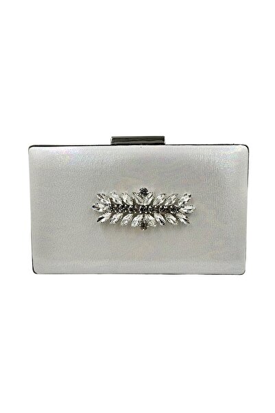 Biçanta Серебриста сумочка з перламутровим відтінком, срібним корпусом та срібними камінцями. Вечірня сумочка, весільна сумочка, сумочка для заручин, портфель.