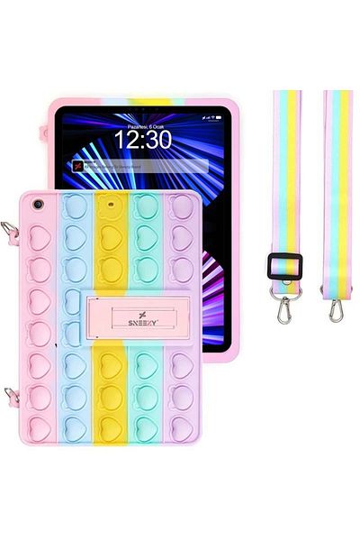 Sneezy iPad 9.7 inch 5.6. Generation / Air Fully Compatible Glow Patterned Popit Tablet Case with Stand and Hanger