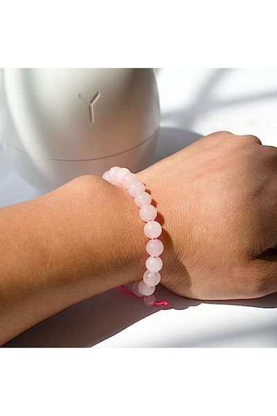 NBS Beautiful Naturel Stones LOVE STONE Pink Quartz Natural Stone Bracelet AA QUALITY