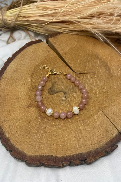 Suerte Accessories سوار من الحجر الطبيعي من حجر الشمس مايوركا (ماجوريكا) مصنوع يدويًا بتصميم خاص من الحجر الطبيعي