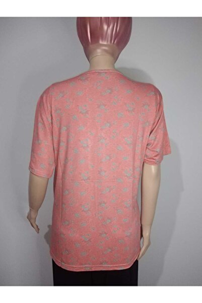 YAŞAR TRİKO Γυναικείο μπλουζάκι με κοντό μανίκι με σχέδιο σομόν, με χτενισμένο βαμβάκι, άνοιγμα βισκόζη