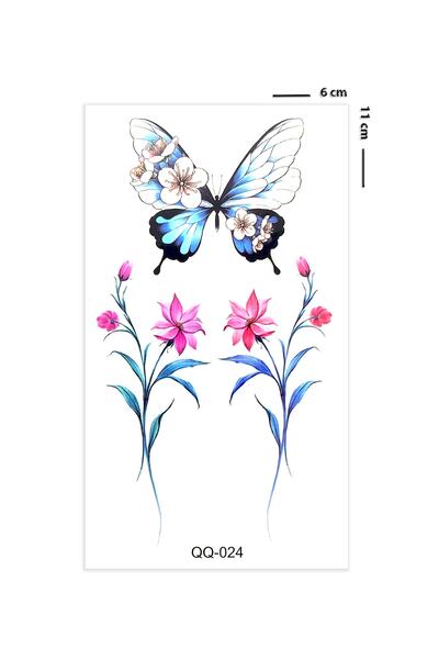 BP Tattoo Otantik Kelebek Ve Çiçek Dövmesi Mini Tattoo
