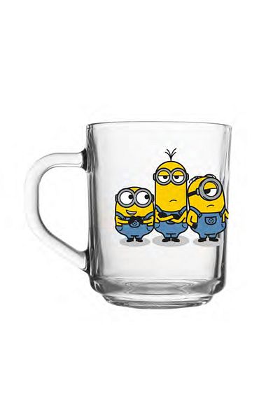 krommet 246 Cc Kevin Minions Patterned Glass Cup with Handle Children's Cup