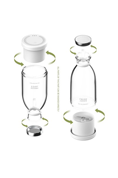 Genel Markalar Şarjlı Portatif Taşınabilir El Blenderi Meyve Sıkacağı Mama Karıştırıcı Smoothie Milkshake 350 Ml