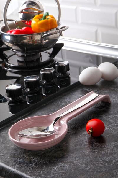 ECO KİTCHEN Kaşık Altlığı-Yatay Kepçe Altı Pembe Renk Sert Plastik %100 Yerli Üretim