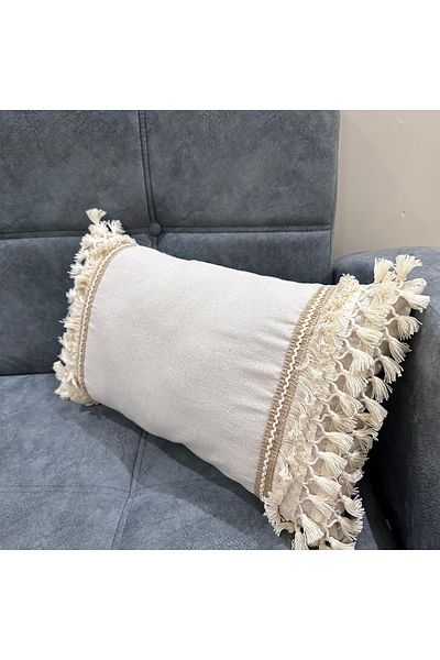 NDC HOME Special Design Jute Single Linen Cream Throw Pillow Cover 35x55