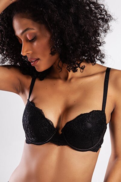 Golshan GCOLORS A Plus Черна сутиен с подплатени чашки, дантелена украса и pu...