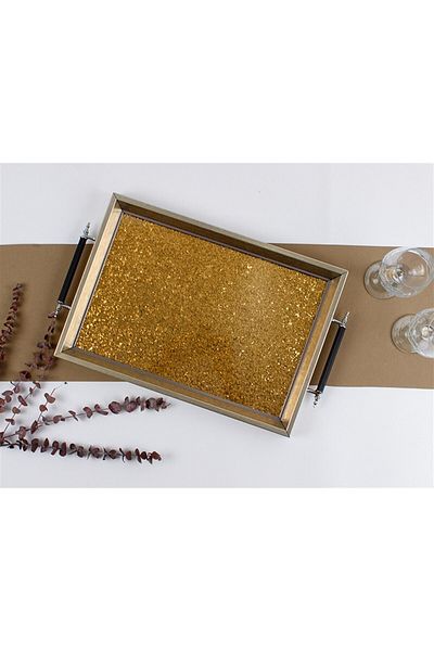 Sembol SILVERY SERVICE TRAY GOLD 50X31X4 CM