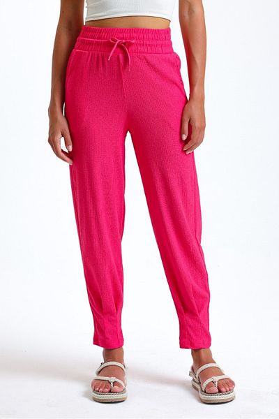 Babelook Women's Pink Summer Seersucker Wrap Pants