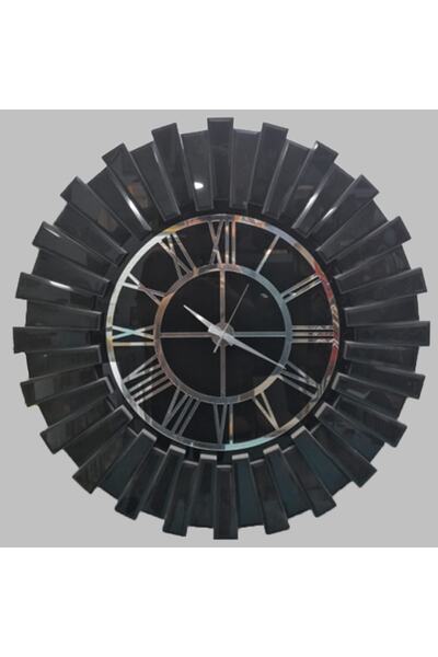 HATİPOĞLU Aynalı Saat Siyah Flotal Duvar Saati