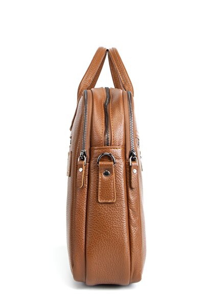 MORCA كمبيوتر محمول وحقيبة من الجلد الطبيعي بلون أسمر