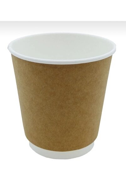 Miopack Karton Kağıt Bardak 8oz 230ml Kraft Çift Katlı Siyah Kapaklı 25 ADET