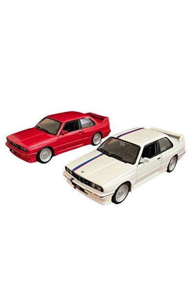 Burago Yeni - New 1988 BMW M3 (E30) İkili Set Red - White 1:24 Ölçek Burago M...