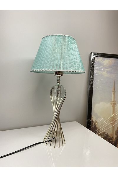 asellus Misbah Twist Lampshade Table Lamp with Cut Crystal Glass Silver Color Coating, lampshade