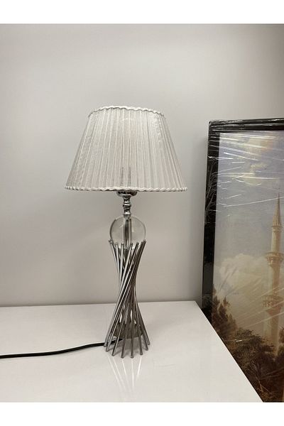 asellus Misbah Twist Lampshade "Knitted Hat" Table Lamp Chrome Plated with Crystal Glass (silver color), lampshade