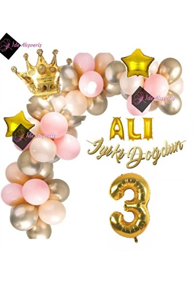 Bkmc 3 Letter Foil Balloon 3 Years Old Luxury Birthday Balloon Set Birthday P...