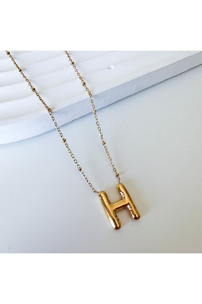CHARMLUCKY Letter H necklace with steel grenade