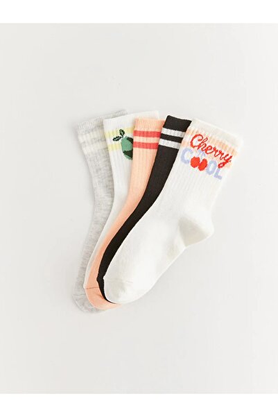 LC Waikiki Екрю десенни чорапи за момичета, 5 чифта