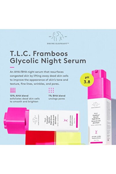 Drunk Elephant T.l.c. Framboos Glikolik Gece Serumu 30 ml