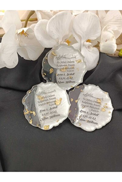 ZEKAAVM Epoksi Magnet 25 Adet Söz Nişan Nikah Kına Düğün Hediyeliği Kuran Hat...
