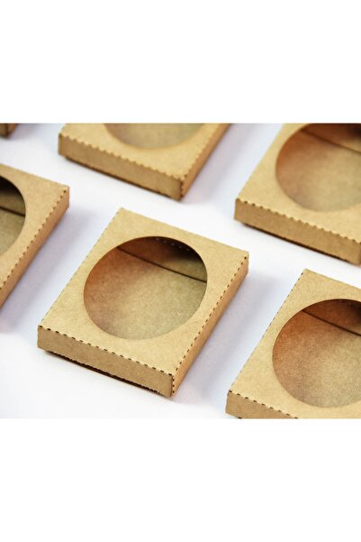 Tasarım Şeker Sabun ve Şeker Kutusu - Oval Pencereli - Kraft Karton - 50 Adet