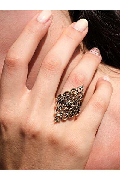 esha Telkari İşlemeli Antik Eskitme Ayarlanabilir Kadın Yüzük