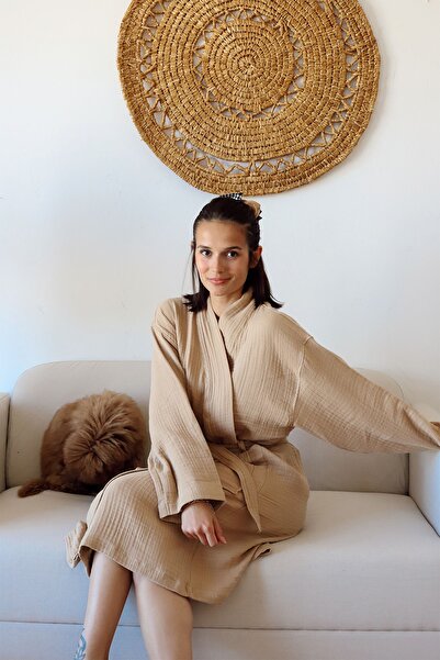 vivamaison Μπουρνούζι ενηλίκων Kimono Βαμβακερό 4 στρώσεων Multi Muslin