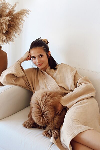 vivamaison Μπουρνούζι ενηλίκων Kimono Βαμβακερό 4 στρώσεων Multi Muslin