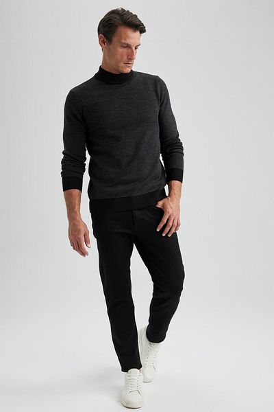 DeFacto Regular Fit Color Block Turtleneck Sweater R9121Az23Wn