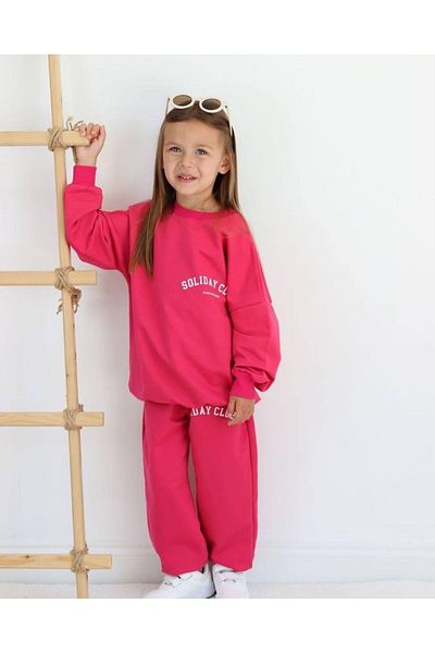 Machetta Unisex Soliday Club Printed Children's Tracksuit Set - 3 Thread Ribbed Set