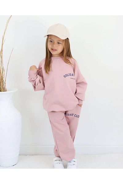 Machetta Set de trening pentru copii unisex cu imprimeu Soliday Club - Set cu nervuri cu 3 fire