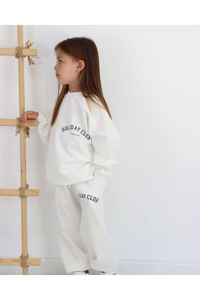 Keywest Unisex Soliday Club Printed Children's Tracksuit Set - 3 Thread Ribbed Set