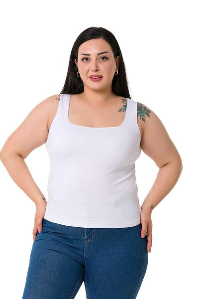 DISENTIS MODEST Large Size Strappy Half Lined Viscose White Body