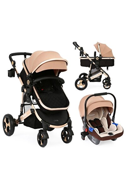 YOYKO Ultimate Travel Sistem Bebek Arabası 3 in 1 Coffee Rose