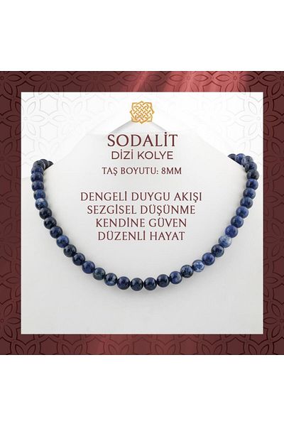 Saff Doğal Taş قلادة سوداليت 8 ملم من الحجر الطبيعي - 54 سم