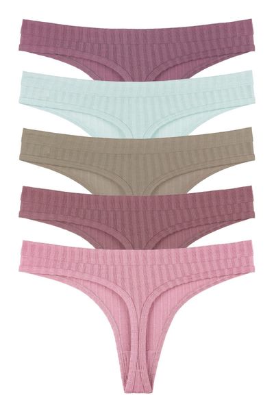 Sensu Women's Lace Detailed Thong 5-Piece Panties Set - Kts2075 (WIDE SIZE)  - Trendyol