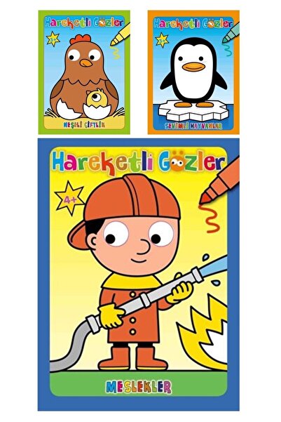 0-6 Yaş Yayınları 3+ Yaş Çocuklar İçin Hareketli Gözler Serisi Boyama Kitapla...