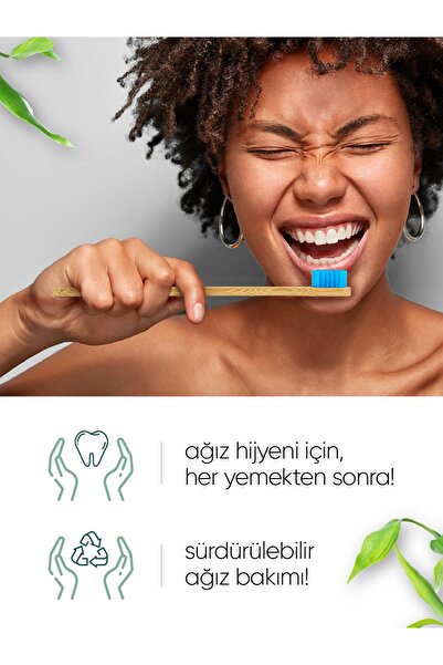 TBRUSH Doğal Bambu Vegan Diş Fırçası - 4 adet- Orta Sert (Medium) - Plastiksiz