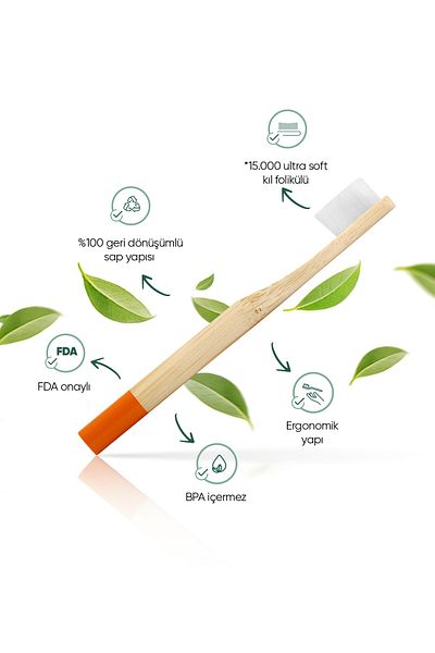TBRUSH Nano Natural Bamboo Vegan Children's Toothbrush - White Color - Ultra Soft - Plastic Free