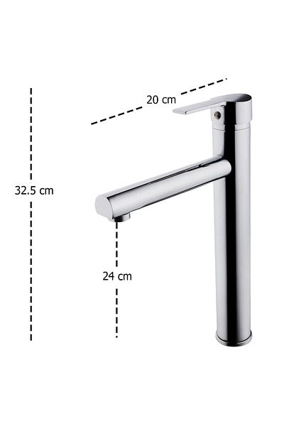 VENİTA Venita Dish Chrome Sink Faucet with Hot Cold Water Inlet