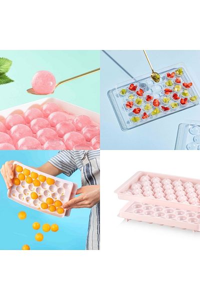 KÜÇÜK EW 33-Piece Marble Ice Mold with Lid, 33-Chamber Round Ice Mold, Cocktail Presentation Ice Mold