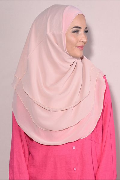Ns nowascarf Souffle Turban 3 Layer Chiffon Hijab Salmon
